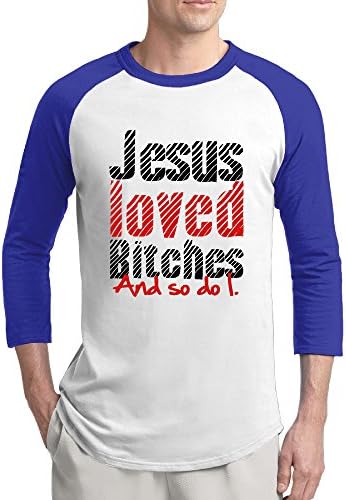 Customized Jesus Love Men 3/4 Sleeves Crew Neck Jersey RoyalBlue[Size S Cotton