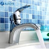 AZOS 洗面器の蛇口 黄銅製 銀色 単穴 台付 冷熱混合水栓 MPDKZ029