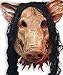 Halloween Festival Party Show Celebration Prop Bar Decoration Cos Cosplay Pig Head with Hair Animal Saw Mask Masquerade