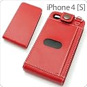 レイアウト iPhone4/4S用フラップタイプレザージャケット/レッド RT-P4LC1/R