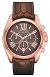 Womens Gold Tone Stainless Steel Quartz Chronograph Leather Strap