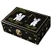 Handmade Mother Of Pearl & Black Lacquer Jewelry Box With Mirror - Children With Fireworks Design