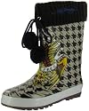 ED HARDY by Christian Audigier Kids Girls Knit Houndstooth Rubber Rain Boots Shoes Chocolate