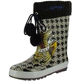 ED HARDY by Christian Audigier Kids Girls Knit Houndstooth Rubber Rain Boots Shoes Chocolate