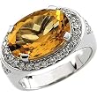 14K White Gold Citrine and Diamond Ring