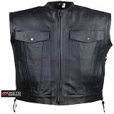 NEW BIKER MOTORCYCLE LEATHER LACE VEST ARMOR BLACK