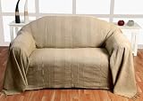 Homescapes - Rajput Ribbed Throw - 90 x 100 Inches - Plain Beige - Handmade 100% Cotton - Suitable for most 3 Seater Sofas - Double King bedspreads - Easy care washable at home