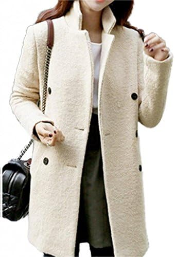 UBon Women's Double Breasted Wool Boucle Cocoon Coat