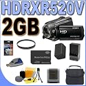 Sony HDR-XR520V 240GB HDD High Definition Camcorder w/12x Optical Zoom BigVALUEInc Accessory Saver 2GB PRODuo FH100 Replacement Battery/Rapid Charger Bundle