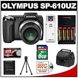 Olympus SP-610 UZ 22x Zoom 14MP 3D Still Digital Camera (Black) with 8GB Ca ....