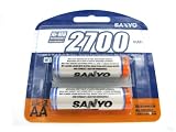 Sanyo 2 AA 2700mAh Ni-MH Rechargeable Batteries