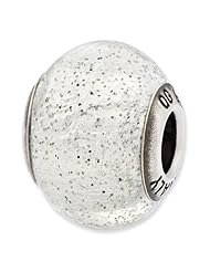 Sterling Silver Reflections Italian Silver with Silver Glitter Glass Bead