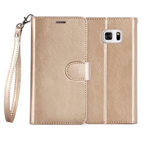 Galaxy S6 Edge Plus Case, S6 Edge Plus Case, FYY [Top-Notch Series] Premium PU Leather Wallet Case Stand Cover for Samsung Galaxy S6 Edge+(Plus) Gold