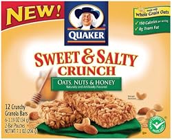 Quaker Sweet & Salty Crunch Oats, Nut & Honey, 6-Count Boxes (Pack of 12)