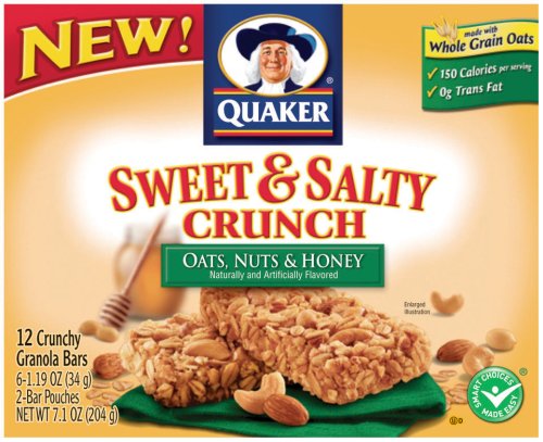 Quaker Sweet & Salty Crunch Oats, Nut & Honey, 6-Count Boxes (Pack of 12) by Quaker