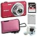 SONY Cyber-shot DSC-WX80/R Compact Zoom Digital Camera in Red + Sony 16GB Secure Digital Memory Card + Sony Case in Pink + Lithium Ion Rechargeable Battery + Focus Lens Cleaning Kit