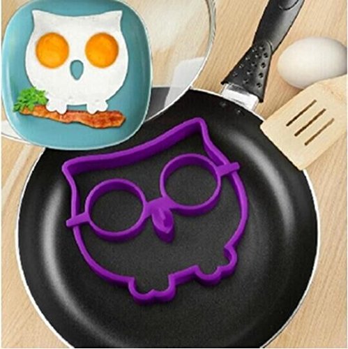 Drhob 1pcsSuperDeals Breakfast Silicone Owl Fried Egg Mold Pancake Egg Ring Shaper Funny Cooking Tool HIl（ Color ：purple）