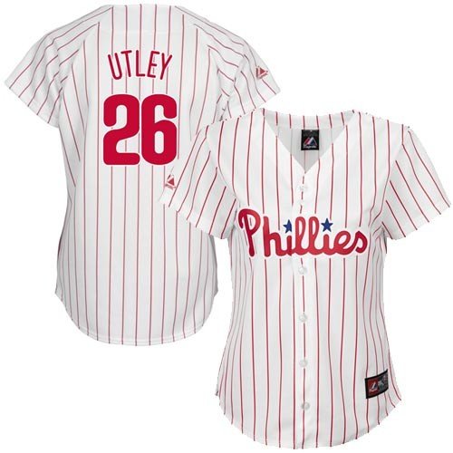 Chase Utley Philadelphia Phillies Women's White/Scarlet Fashion Replica Jersey (Medium) at Amazon.com