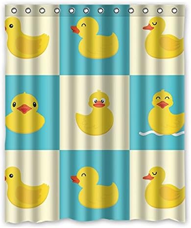 NanNan Yellow rubber duck Polyester Fabric Bath Shower Curtain 60" x 72"