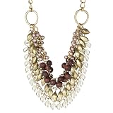 Beaded Bib Necklace - Goldtone