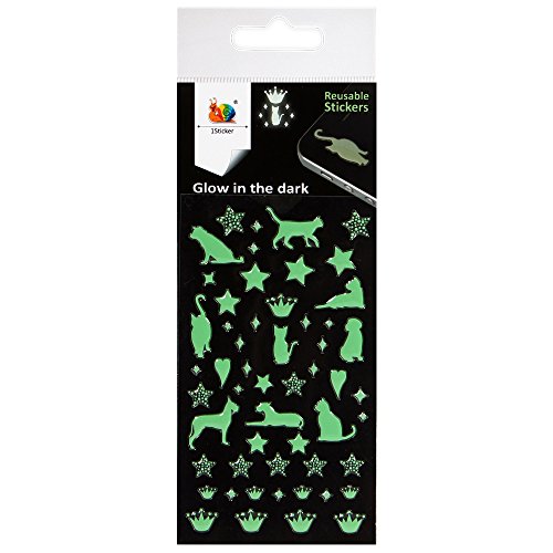 Cats Glow in the Dark Reusable Stickers