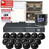 VideoSecu 16 CH H.264 Network Web DVR Security CCTV Camera System remote monitor with 16 High-Resolution CCD Cameras 1000GB hard drive HDD 18 Channel 12VDC Power Supply 1000FT Siamese Cable 32 BNC Twist Pigtails and Security Warning Decal 1Y7