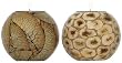 Fiberglass Laminated Banana Chips and Bamboo Decorative Tea Light Holders 4"D Set of Two