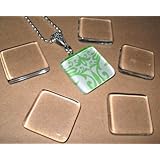 Olivia Pearl Designs 10 Small Ultra Clear 1 Inch Square Glass Tiles for Jewelry Making and Crafting