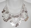 Silver Metal Necklace with Loops of Coins
