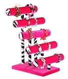 Luxury Gifts Inc Jewelry holder, 5 level T-Bar Stand for Necklaces, Bracelets & More, Dark Pink with Zebra Print, XXL