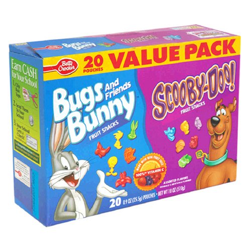 Betty Crocker Fruit Shapes Scooby Doo looney Tunes 20 Ct. Value Pack, 18-Ounce Boxes (Pack... by Betty Crocker