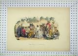 Antique Colour Print View Camp Tea Party Music 1854