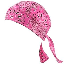 Fitted Rhinestone Bandana Durag Headwrap Scarf Pink