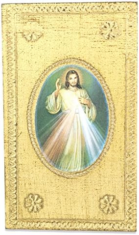 Divine Mercy Wall Plaque with Gold Background and Wall Hook - Made in Italy