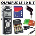 Olympus LS-10 Linear PCM Field Recorder + Olympus Noise cancellation Microphone + 4GB SD Card + Accessory Kit