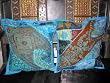 2 Blue Gujrati Embroidered Sari Toss Pillow Cushion Covers Free Shipping