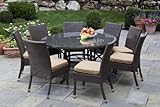 9 Pc Outdoor dining Set with Round Glass Topped Table - Vento