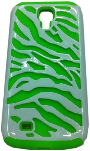 Angelseller XKM New Stylish Green White Dual Layer Zebra Combo -2 Pieces Hard Soft High Impact Armor Skin Case Protector Cover for Samsung Galaxy S4 IV i9500