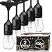 2-Pack SUNTHIN 48ft String of Lights with 15 x E26 Sockets and Hanging Loops, 18 x 11 Watt S14 Bulbs (3 Spares) -Indoor/Outdoor String Lights, Commercial String Lights, Patio Lights, Light Strings