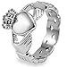 Stainless Steel Claddagh Ring with Celtic Knot Eternity Design (6.0mm) - Sizes 5-13