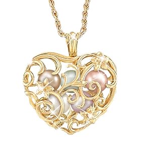 Wishes Of My Heart Pearl And Diamond Pendant Necklace