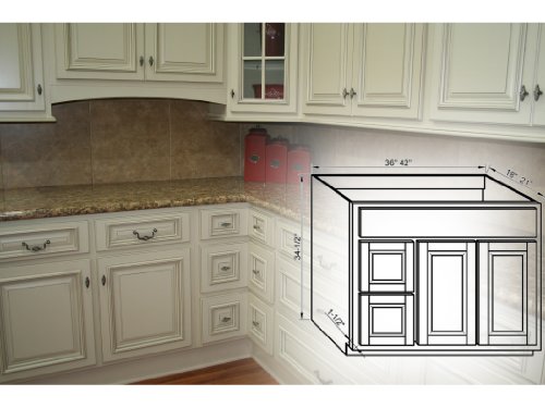 Arlington White V3621DL - Double Door / Double Drawer Left Vanity