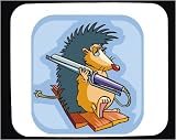 Decorated Mouse Pad with hedgehog, curling, iron, animal, plank