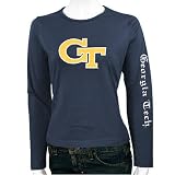 Georgia Tech Yellow Jackets Navy Blue Ladies Big Logo Long Sleeve T-shirt