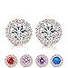Bamoer Cubic Zirconia Platinum Plated Flower Design Round Stud Earrings
