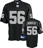 Derrick Burgess Youth Jersey: Reebok Black Replica #56 Oakland Raiders Jersey - Large (14-16)