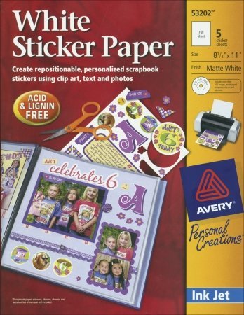 Avery 8-1/2 Inch by 11 Inch Ink Jet Sticker Paper with CD, Matte White, 5 Per Package