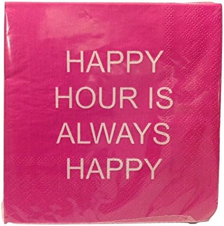 Hot Pink Happy Hour Beverage Napkins, 40 Count