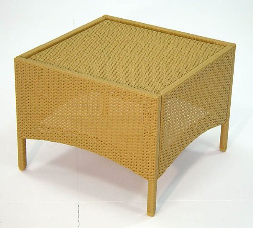OLBIA Korbtisch 60×60cm Rattan beige