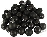 60ct Jet Black Shatterproof 4-Finish Christmas Ball Ornaments 2.5" (60mm)
